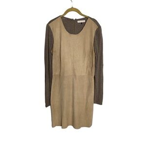 Rebecca Taylor Goat Suede Brown Mixed Dress 8